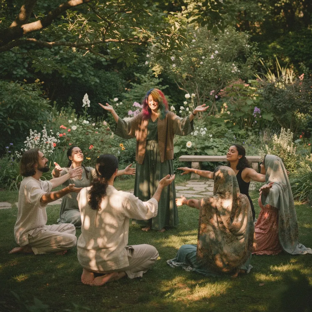 Grupo de individuos en una clase de yoga, conectando sus cuerpos y emociones a través del movimiento.